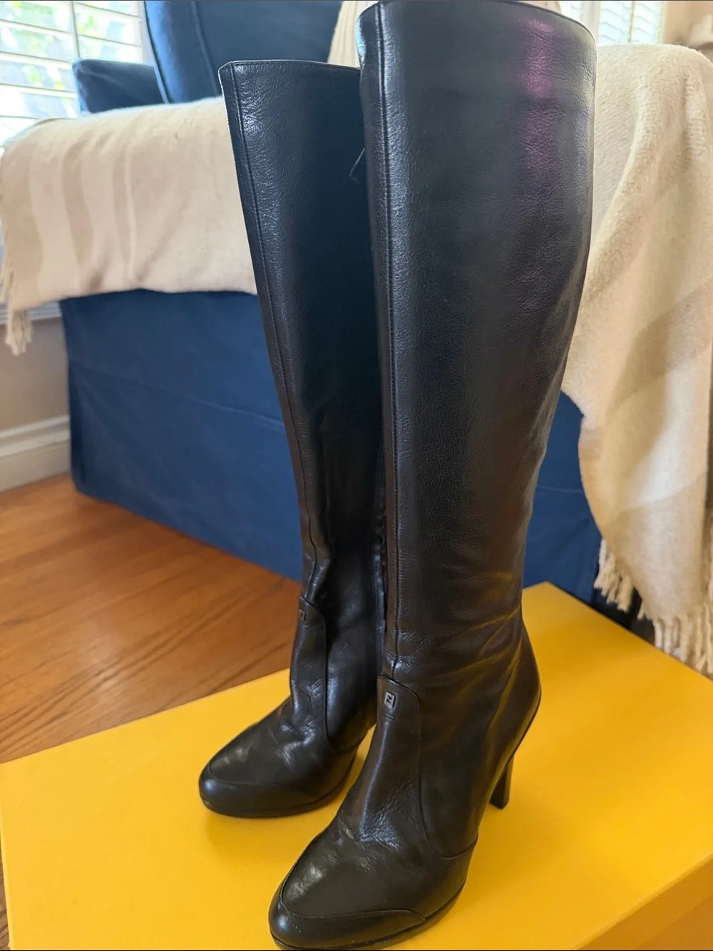 Fendi Black Leather Over-the-Knee Boots